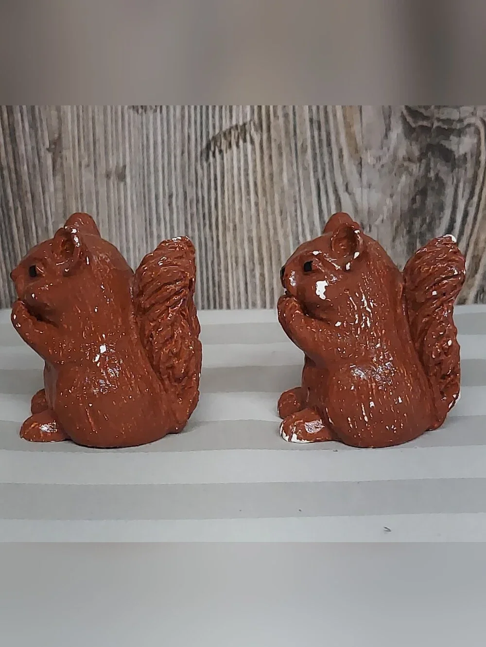 Vintage Mid-Century Chalkware Squirrel Salt & Pepper Shakers Set